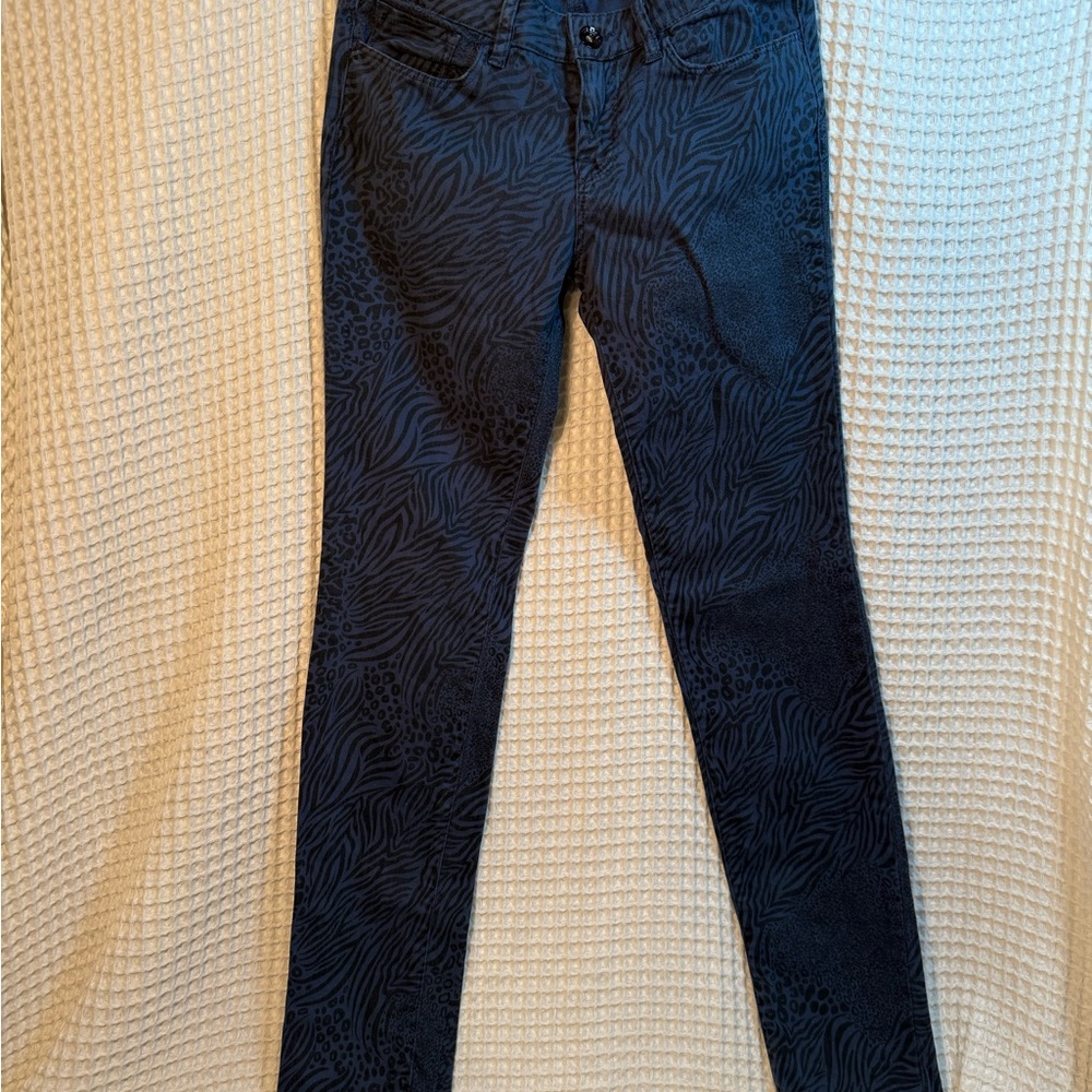 Bullhead Black/Blue Animal Print Skinny Jeans - Size 7